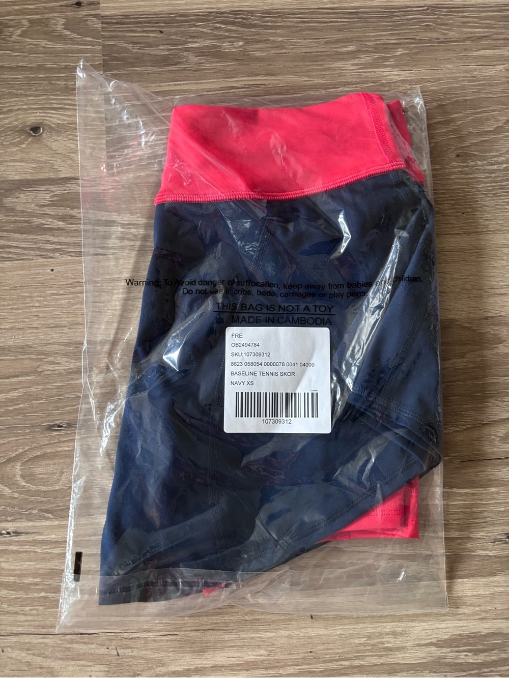 FP Movement by Free People Navy Skort with Bright Pink Waistband - Picture 5 of 5